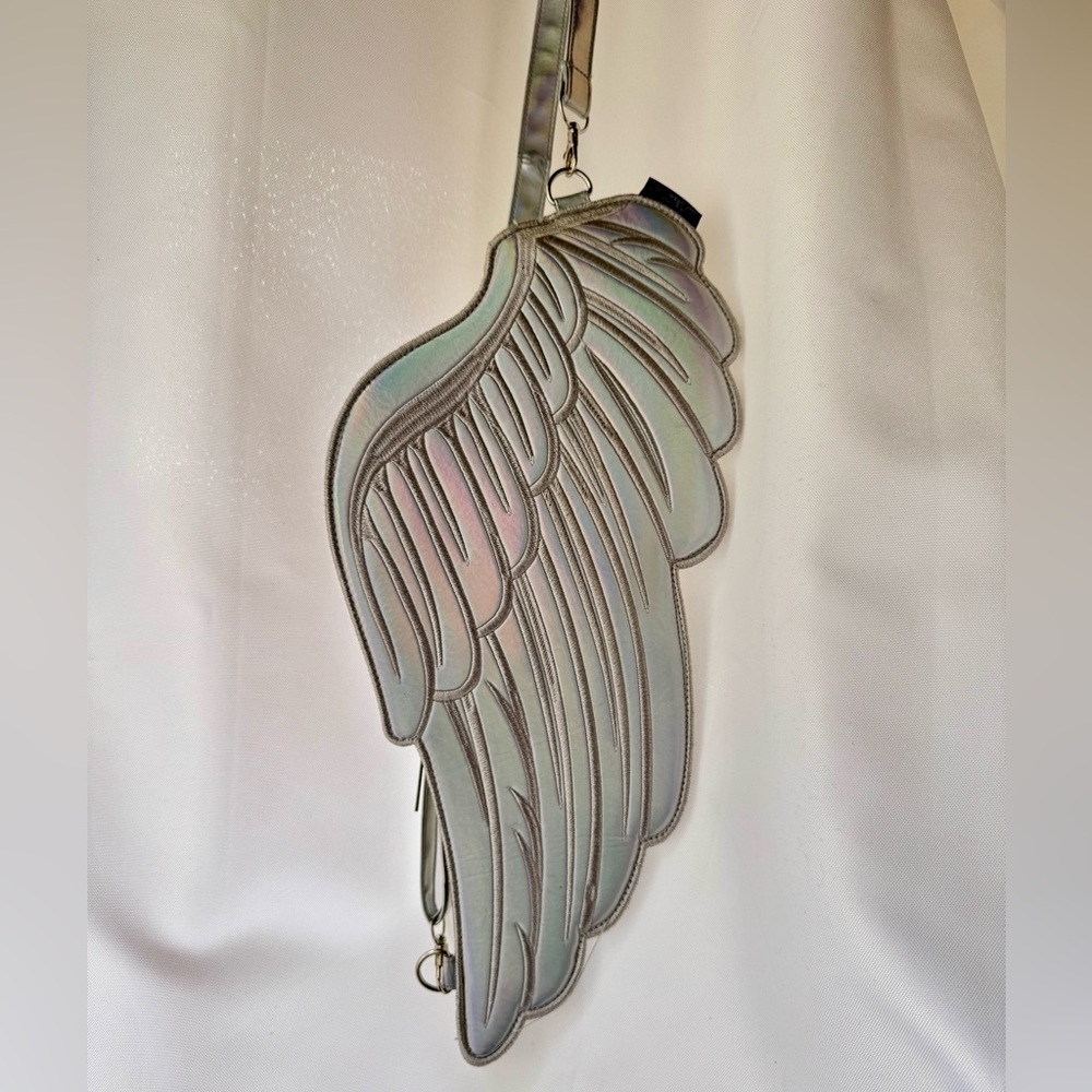 Silver Iridescent Winged Shoulder Bag